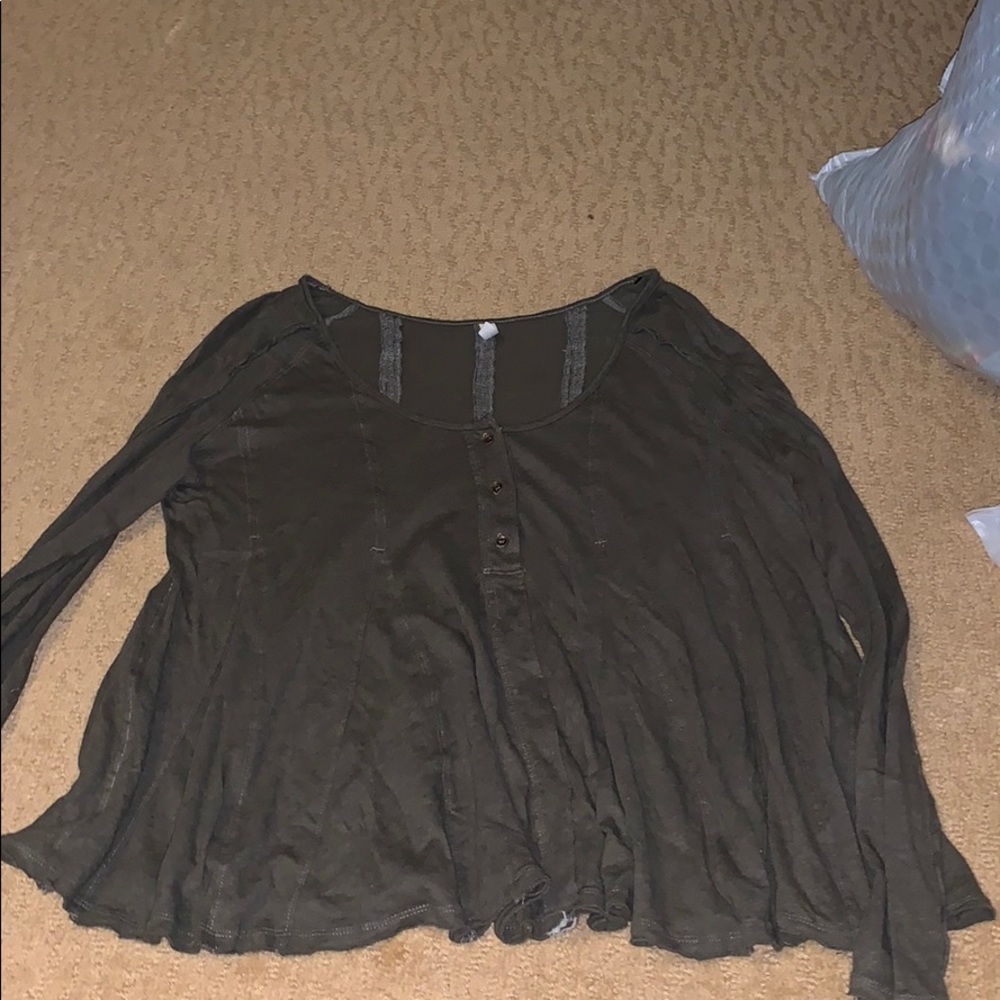 Free people olive long sleeve shirt